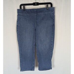 Not Your Daughters Jeans 6 Women's Blue Pull On Cropped Straight Stretch Comfort